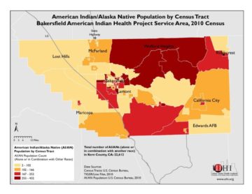 American Indian/Alaska Native Population by Census Tract: Bakersfield American Indian Health Project Service Area, 2010 Census