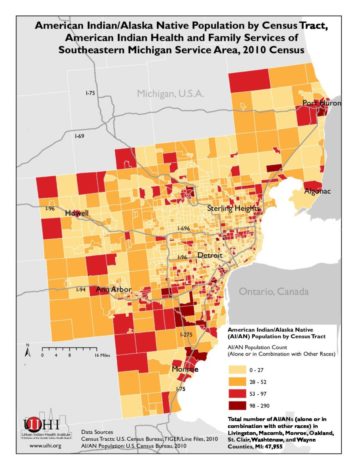American Indian/Alaska Native Population by Census Tract: American Indian Health and Family Services of Southeastern Michigan Service Area, 2010 Census