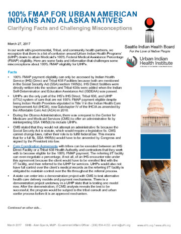 Policy Brief: 100% FMAP for Urban American Indians and Alaska Natives