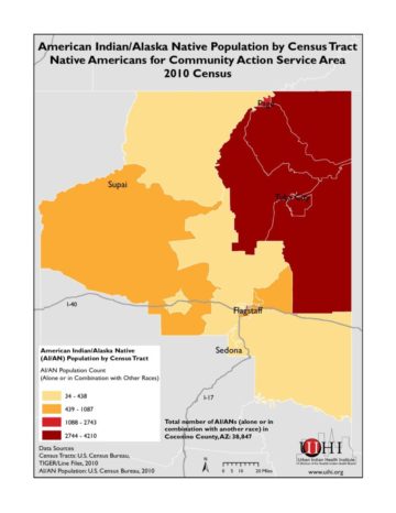 American Indian/Alaska Native Population by Census Tract: Native Americans for Community Action Service Area, 2010 Census