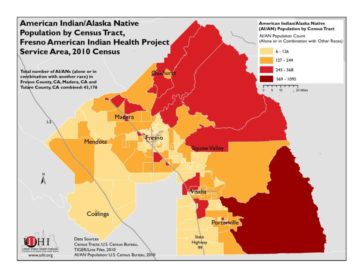 American Indian/Alaska Native Population by Census Tract: Fresno American Indian Health Project Service Area, 2010 Census