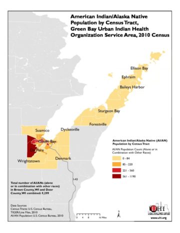 American Indian/Alaska Native Population by Census Tract: Green Bay Urban Indian Health Organization Service Area, 2010 Census
