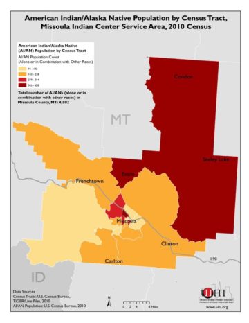 American Indian/Alaska Native Population by Census Tract: Missoula Indian Center Service Area, 2010 Census