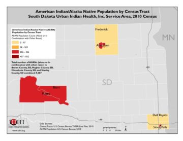 American Indian/Alaska Native Population by Census Tract: South Dakota Urban Indian Health, Inc. Service Area, 2010 Census