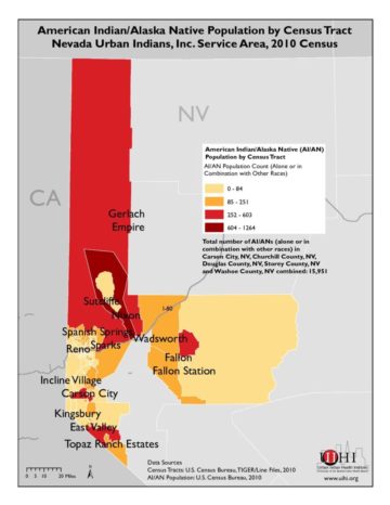 American Indian/Alaska Native Population by Census Tract: Nevada Urban Indians, Inc. Service Area, 2010 Census