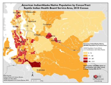 American Indian/Alaska Native Population by Census Tract – Seattle Indian Health Board Service Area, Seattle WA, 2010 Census