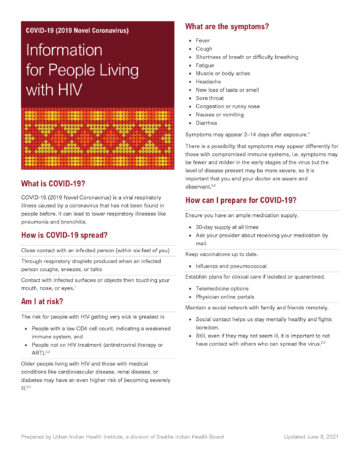 COVID-19 Information for People Living with HIV