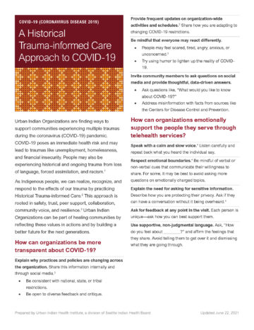 A Historical Trauma-informed Care Approach to COVID-19