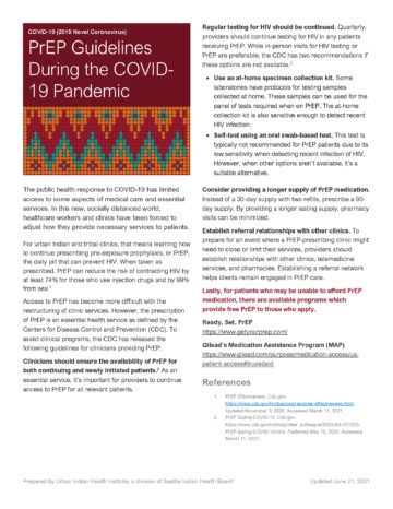 PrEP Guidelines During the COVID-19 Pandemic