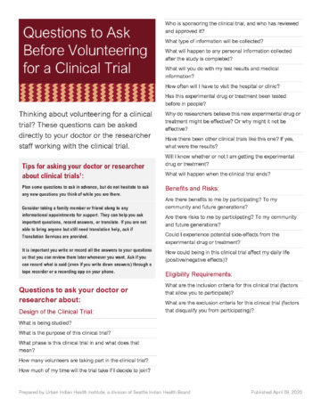 Questions to Ask Before Volunteering for a Clinical Trial