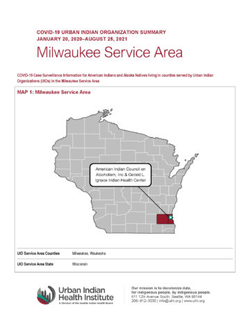 Urban Indian Organization COVID-19 Surveillance Report, Milwaukee Service Area