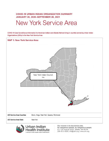Urban Indian Organization COVID-19 Surveillance Report, New York Service Area