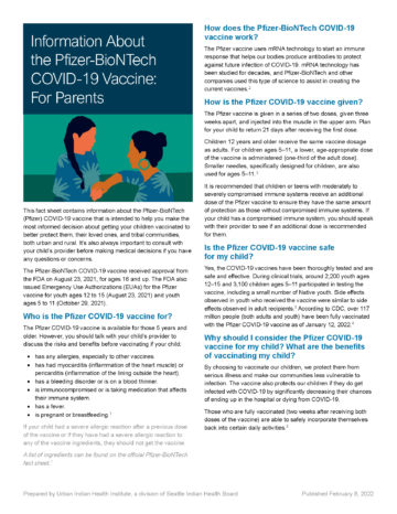 Information About the Pfizer-BioNTech COVID-19 Vaccine: For Parents