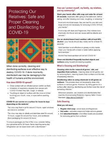 Protecting Our Relatives: Safe and Proper Cleaning and Disinfecting for COVID-19