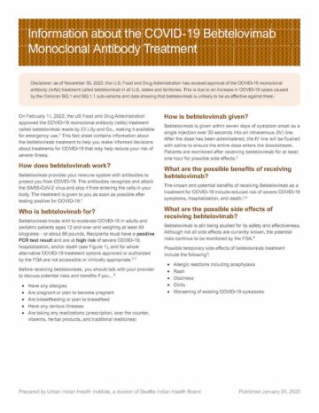 Information about the COVID-19 Bebtelovimab Monoclonal Antibody Treatment