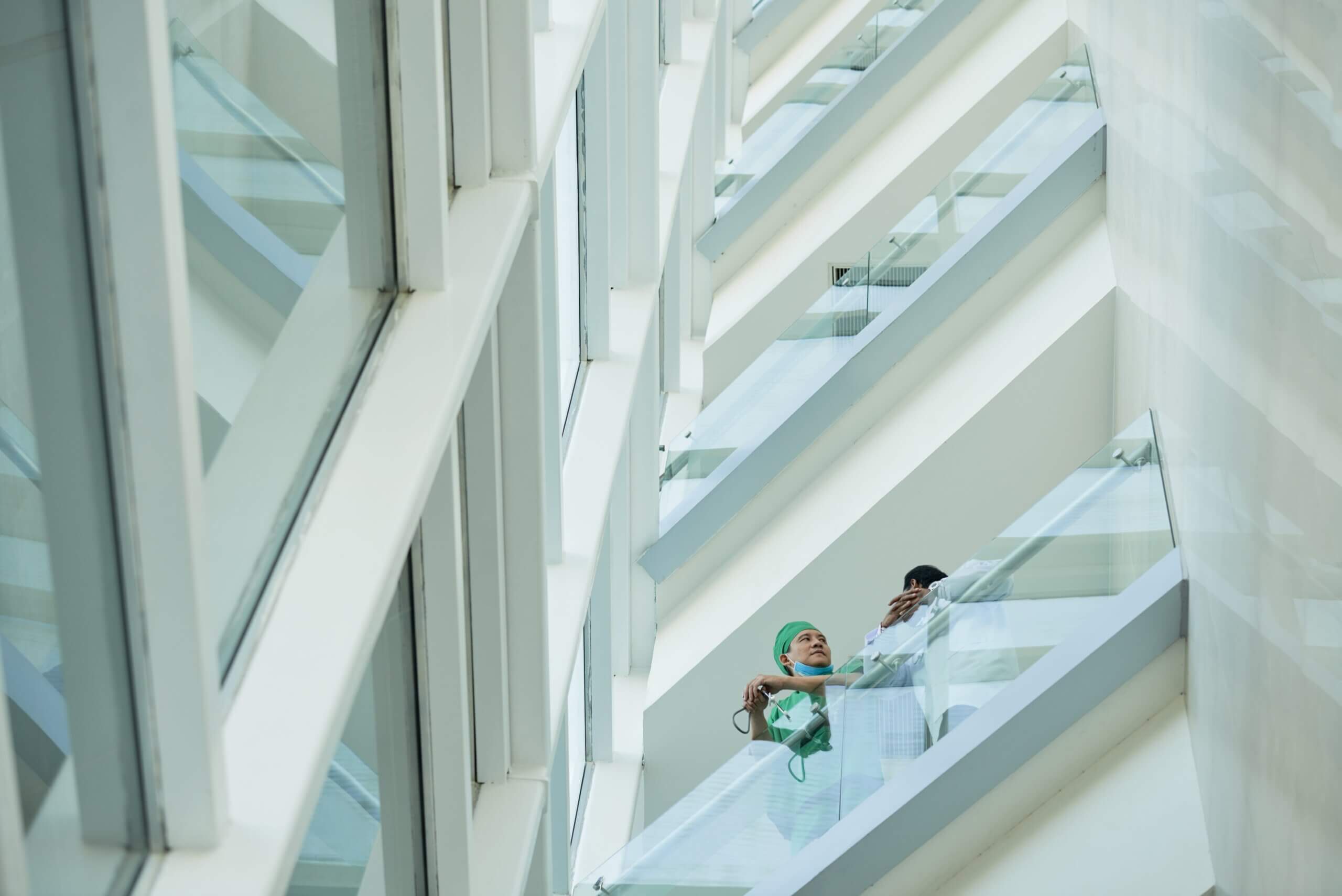 Doctors in the stairwell